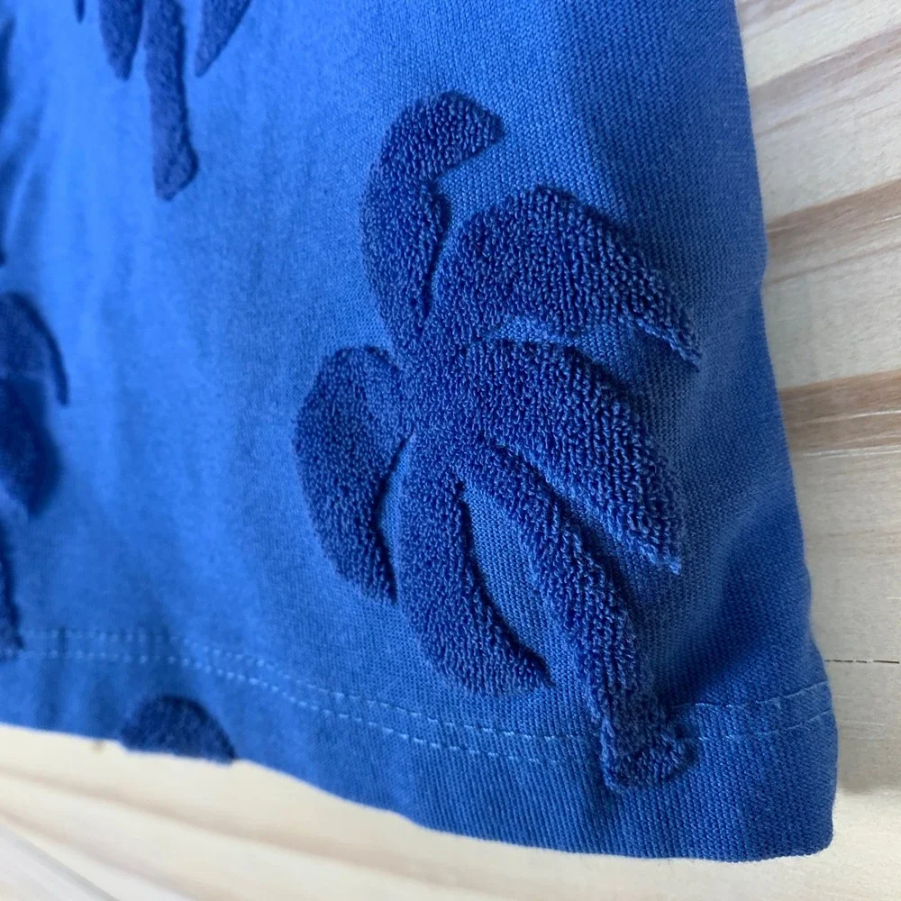 Mayoral Polo Shirt Boys 4 Blue Palm Tree Terry Textured Tropical‎ Summer